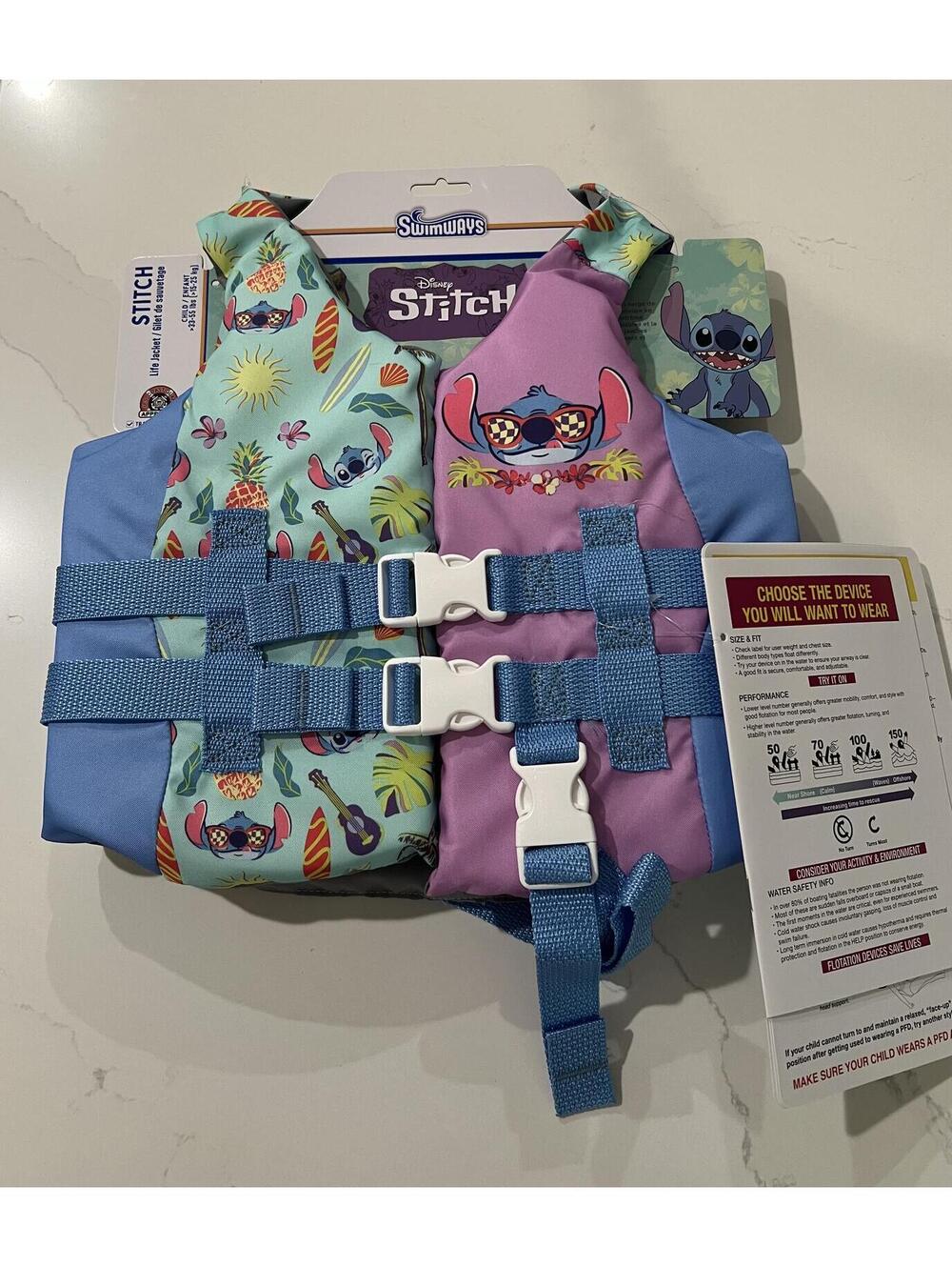 Disney Stitch Life Jacket: Youth Buckle Vest for Swimming, Child (33-55 lbs)